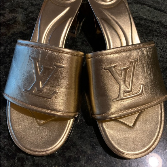 Louis Vuitton Metallic Gold Slide Sandals, size 40/9.5 - Picture 3 of 8